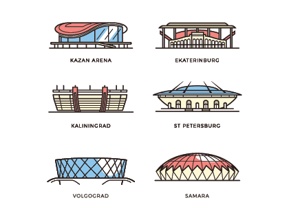2018 FIFA World Cup Russia Stadiums Vector