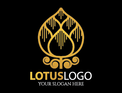 Gold Lotus Logo Vector Design