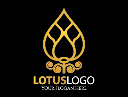 Gold Lotus Logo Vector Design Free