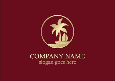 Palm Tree Beach Gold Logo Vector